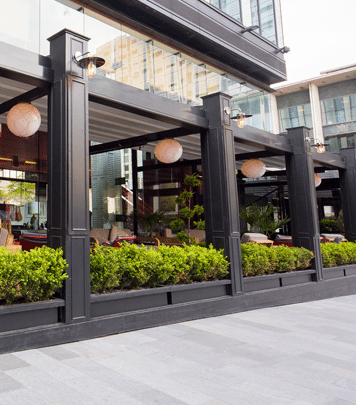 Plant troughs outside Uk bar